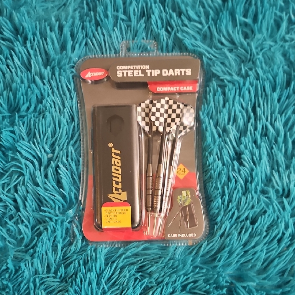Accudart Steel Tip Darts Set - Black with Checkered Flights